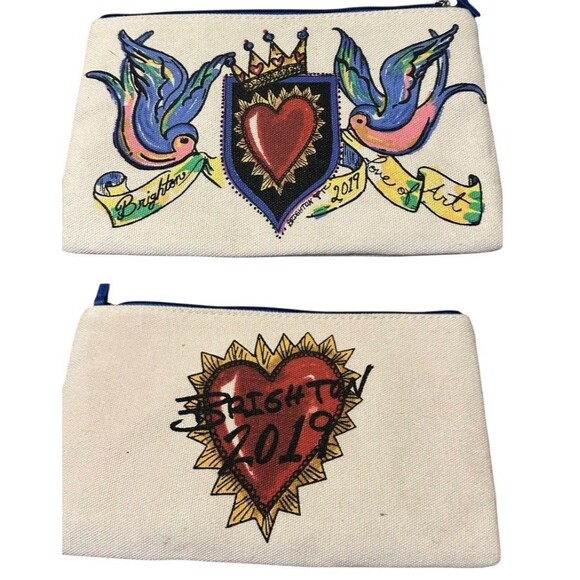 Brighton 2019 Love Art Paint Canvas Zippered Travel Pouch Makeup Wallet Festival - Picture 1 of 4